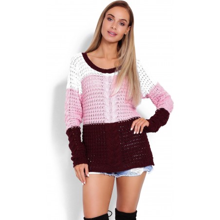 Sveter pre dámy 40008 - ružovo-bordový