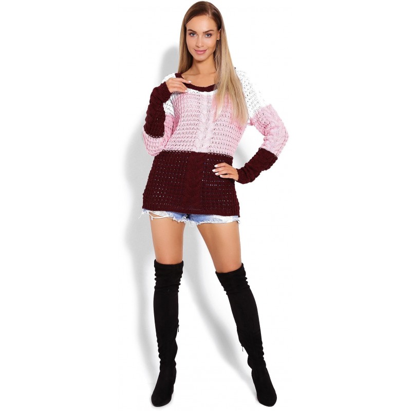 Sveter pre dámy 40008 - ružovo-bordový