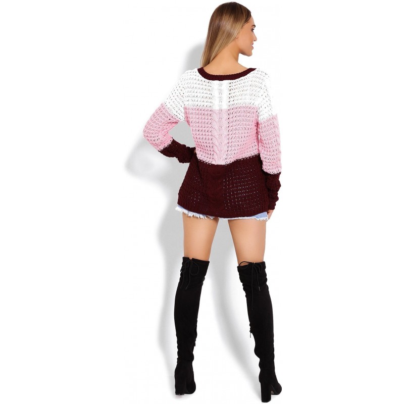 Sveter pre dámy 40008 - ružovo-bordový