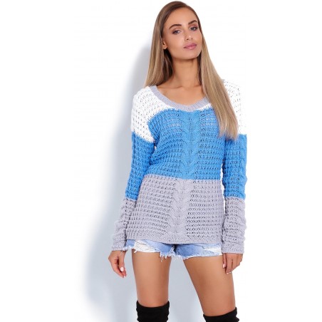 Sveter pre dámy 40008 - modro-sivý