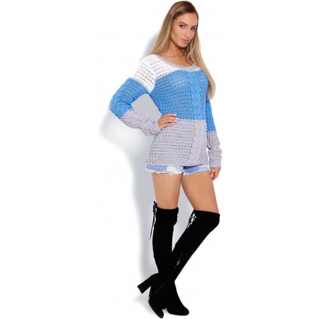 Sveter pre dámy 40008 - modro-sivý