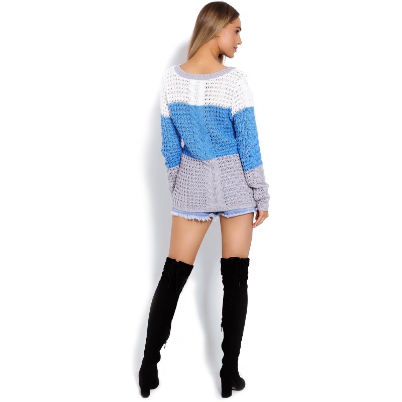 Sveter pre dámy 40008 - modro-sivý
