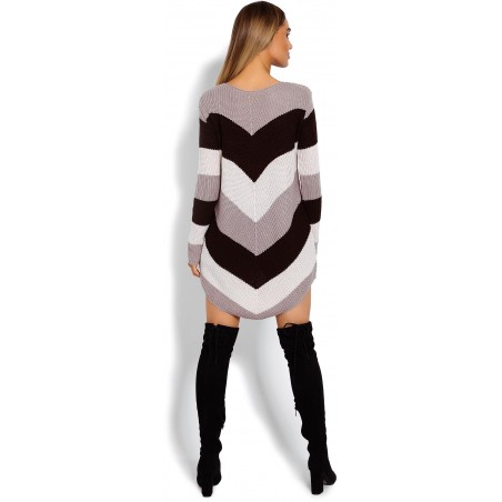 Dlhý dámsky sveter 40013 - kapučínový