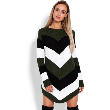 Dlhý dámsky sveter 40013 - kaki