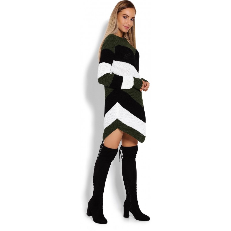 Dlhý dámsky sveter 40013 - kaki