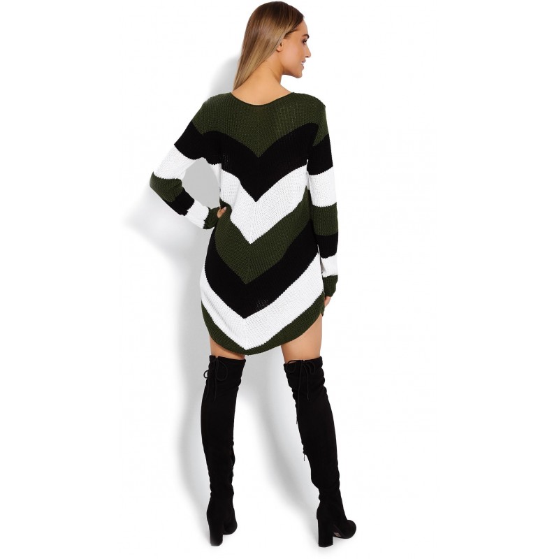 Dlhý dámsky sveter 40013 - kaki