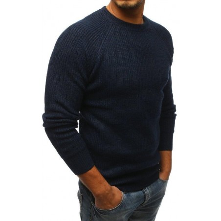 Pánsky sveter jednofarebný (wx1097) - tmavomodrý