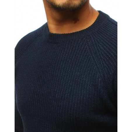 Pánsky sveter jednofarebný (wx1097) - tmavomodrý