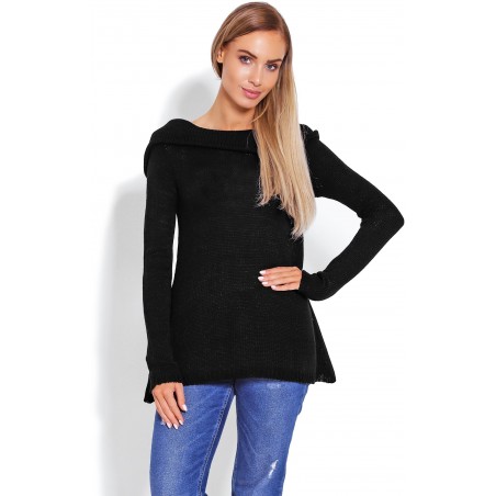 Dámsky sveter s kapucňou 40016 - čierne