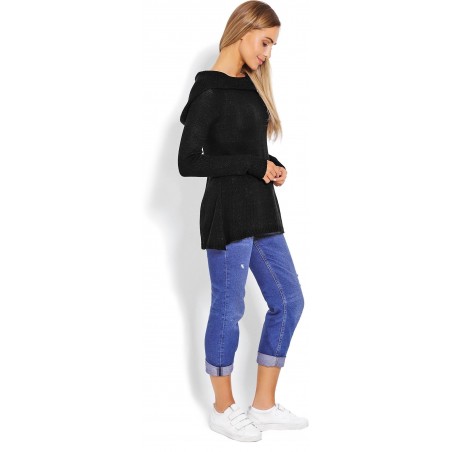 Dámsky sveter s kapucňou 40016 - čierne