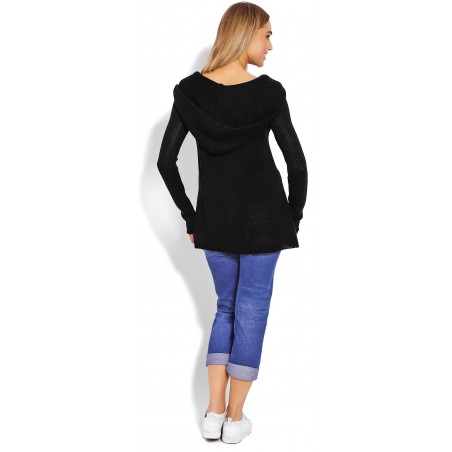 Dámsky sveter s kapucňou 40016 - čierne