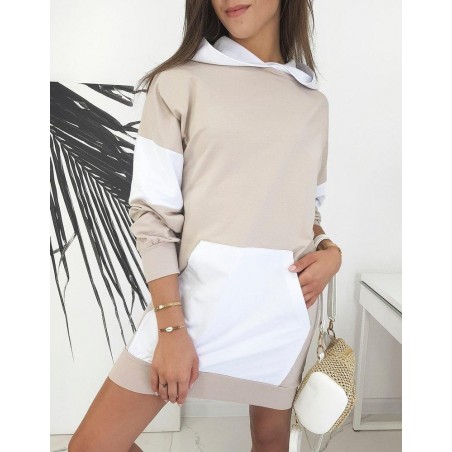 Dámske mikinové šaty PRIMO BY0569 - béžové