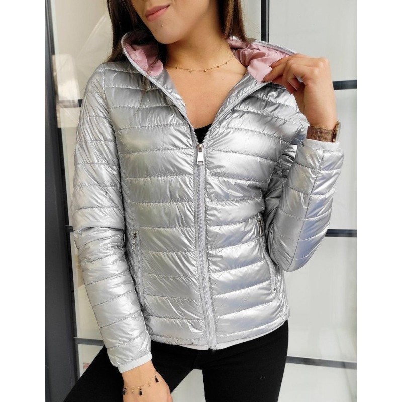 Strieborná dámska prešívaná prechodná bunda DEISELL TY1271