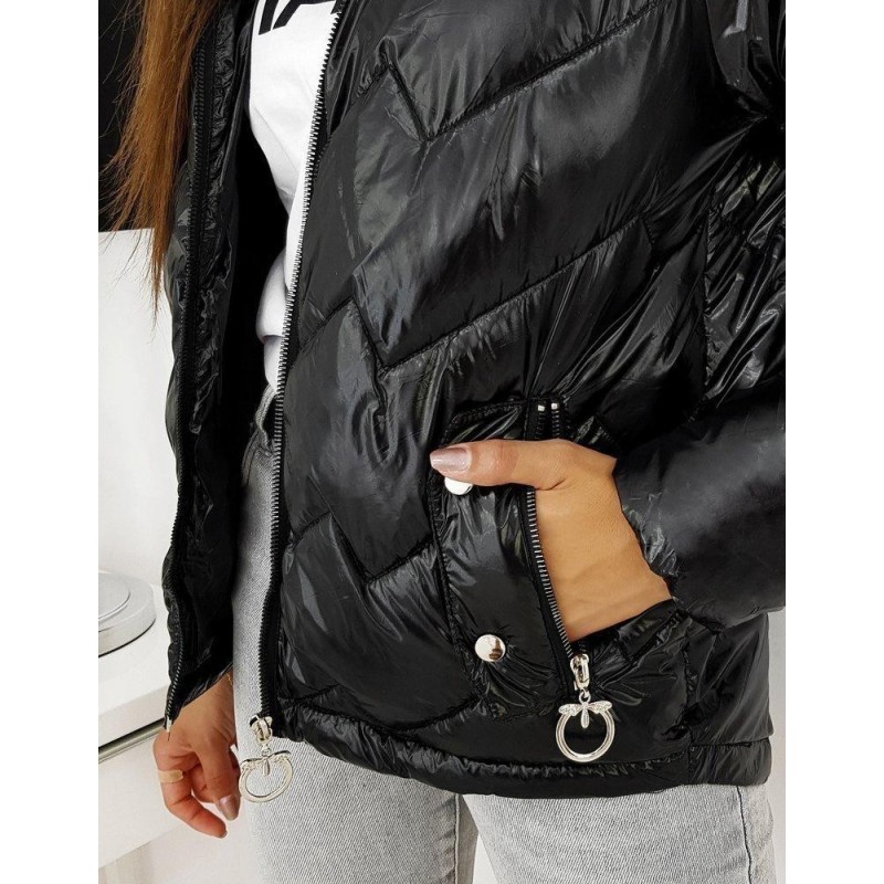 Dámska prešívaná čierna bunda FLENCE TY1273