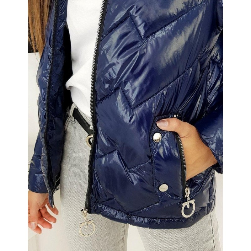 Dámska prešívaná tmavomodrá bunda FLENCE TY1275