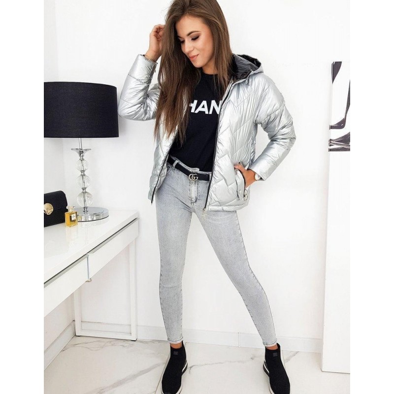 Dámska prešívaná strieborná bunda FLENCE TY1277