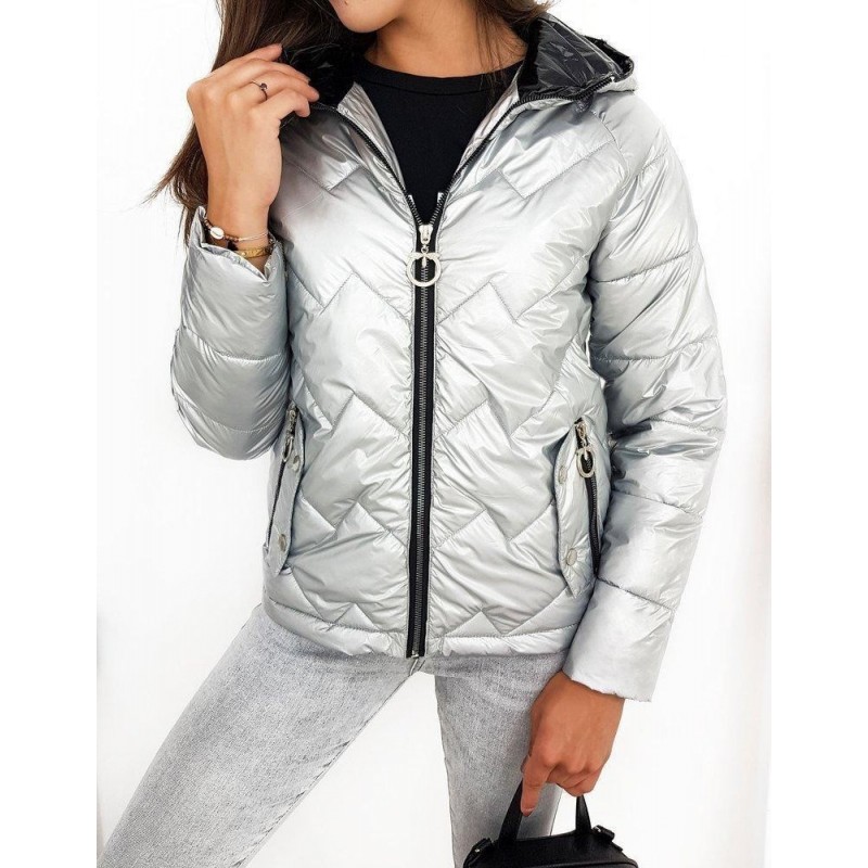 Dámska prešívaná strieborná bunda FLENCE TY1277