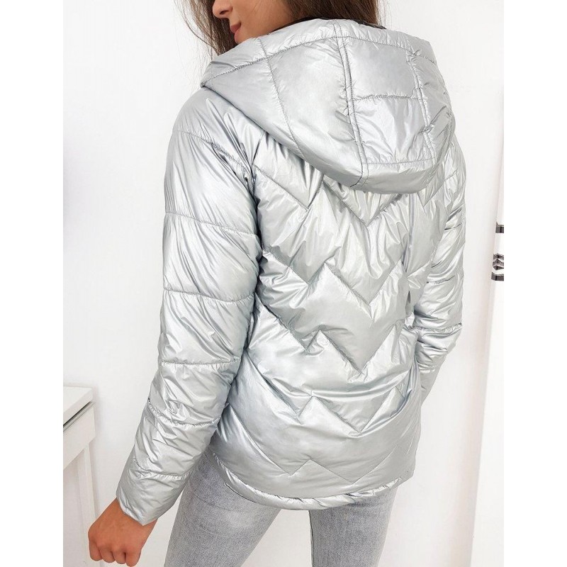 Dámska prešívaná strieborná bunda FLENCE TY1277