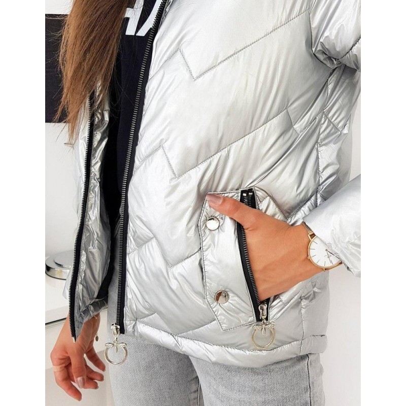 Dámska prešívaná strieborná bunda FLENCE TY1277