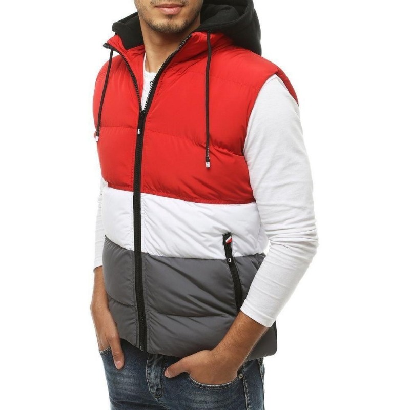 Prešívaná pánska vesta s kapucňou TX3378 - červená