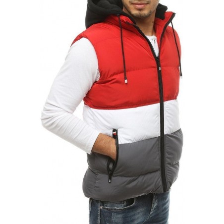 Prešívaná pánska vesta s kapucňou TX3378 - červená