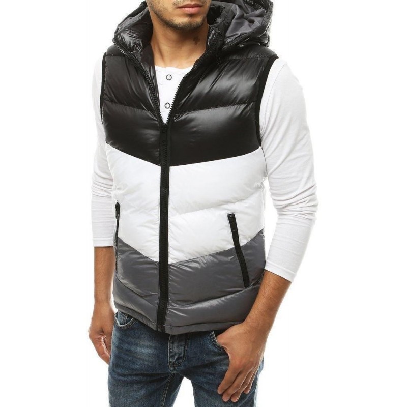 Prešívaná pánska čierna vesta s kapucňou TX3380