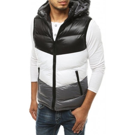 Prešívaná pánska čierna vesta s kapucňou TX3380