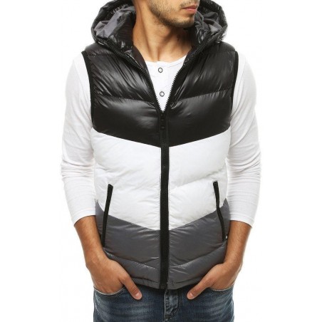 Prešívaná pánska čierna vesta s kapucňou TX3380