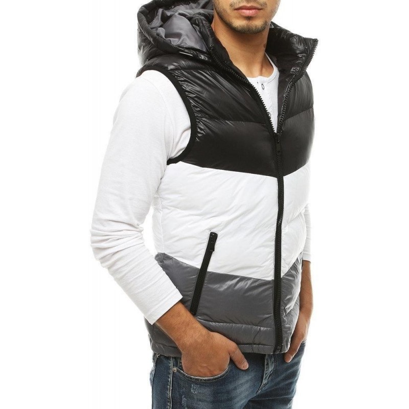 Prešívaná pánska čierna vesta s kapucňou TX3380