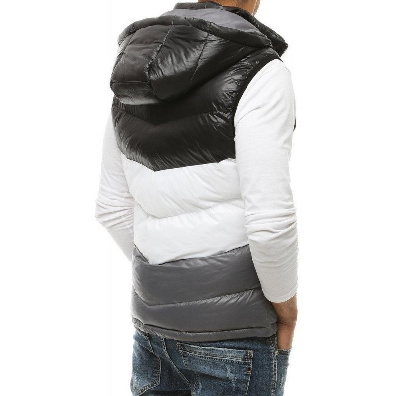 Prešívaná pánska čierna vesta s kapucňou TX3380