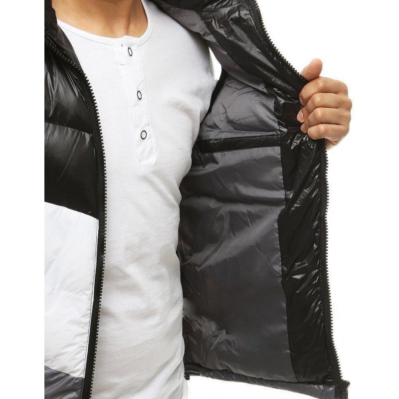 Prešívaná pánska čierna vesta s kapucňou TX3380