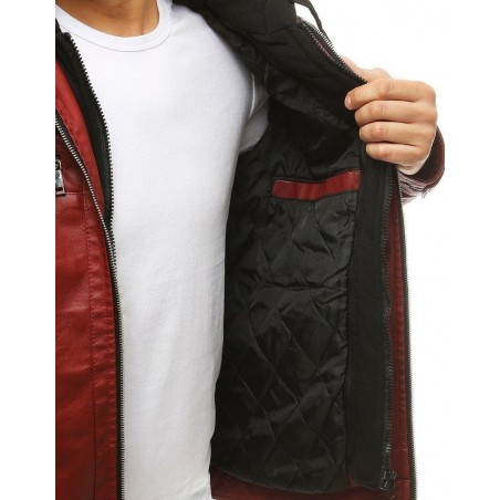 Pánska kožená bunda s kapucňou TX3392 - červená