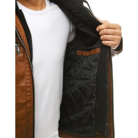 Pánska kožená bunda s kapucňou TX3395 - kamelová