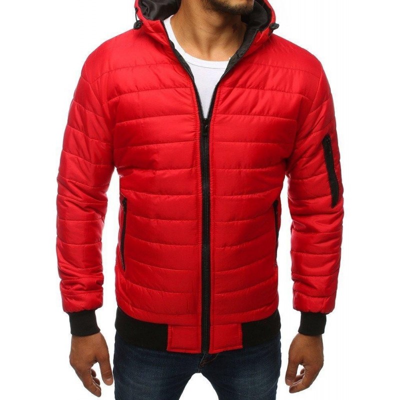 Pánska prešívaná bomber bunda (tx2233) - červená