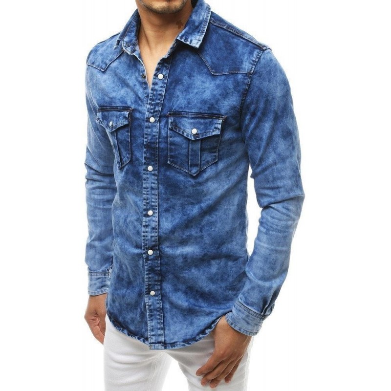 Džínsová pánska košeľa DX1833 - modrá
