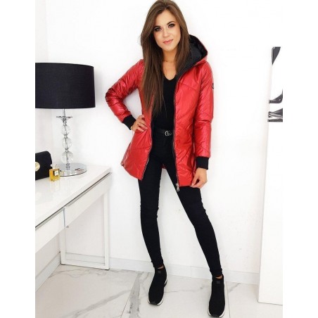 Dlhá prechodná dámska bunda COSMI TY1291 - červená