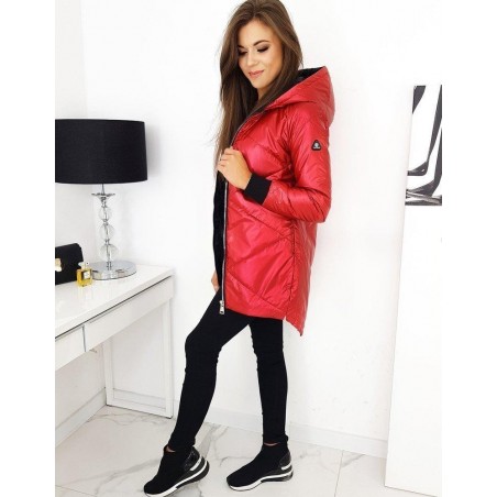 Dlhá prechodná dámska bunda COSMI TY1291 - červená