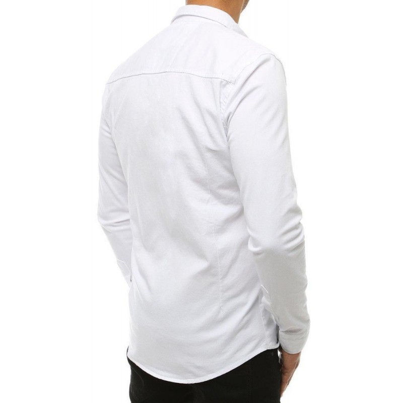 Pánska biela košeľa s dlhým rukávom DX1934