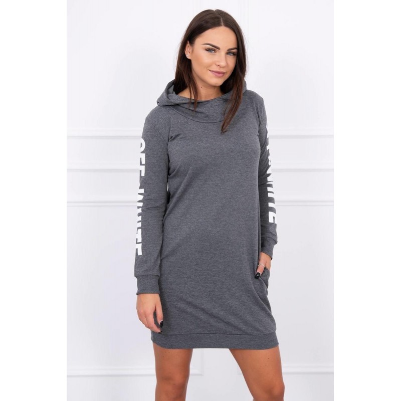 Mikinové dámske šaty 62072 - grafitové