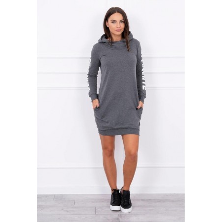Mikinové dámske šaty 62072 - grafitové