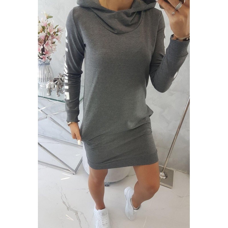 Mikinové dámske šaty 62072 - grafitové