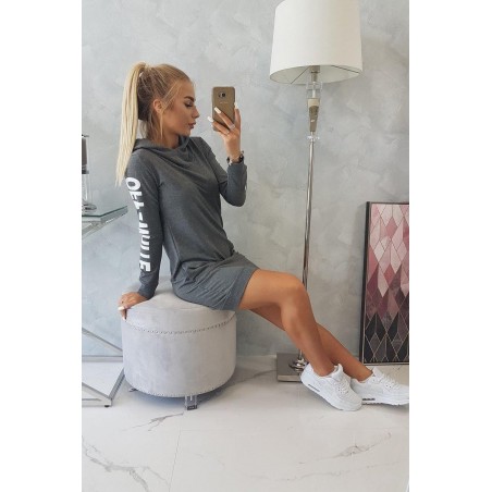 Mikinové dámske šaty 62072 - grafitové