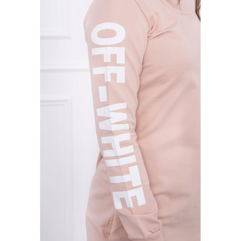 Mikinové dámske šaty 62072 - púdrovo béžové