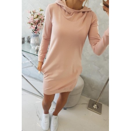 Mikinové dámske šaty 62072 - púdrovo béžové