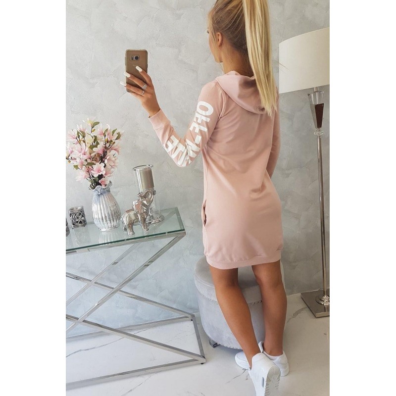 Mikinové dámske šaty 62072 - púdrovo béžové