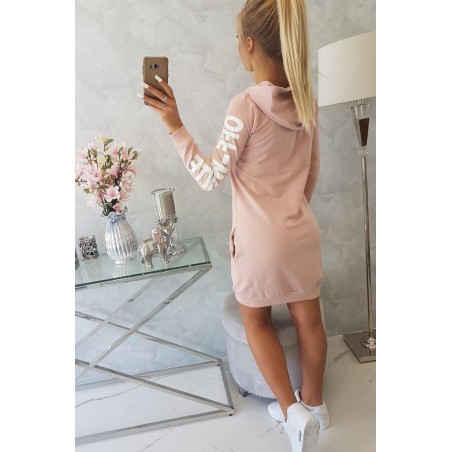Mikinové dámske šaty 62072 - púdrovo béžové