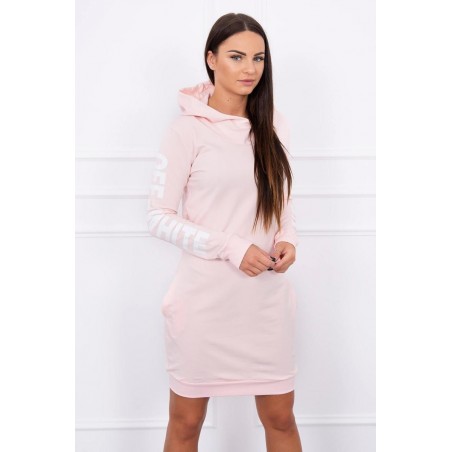 Mikinové dámske šaty 62072 - púdrovo ružové