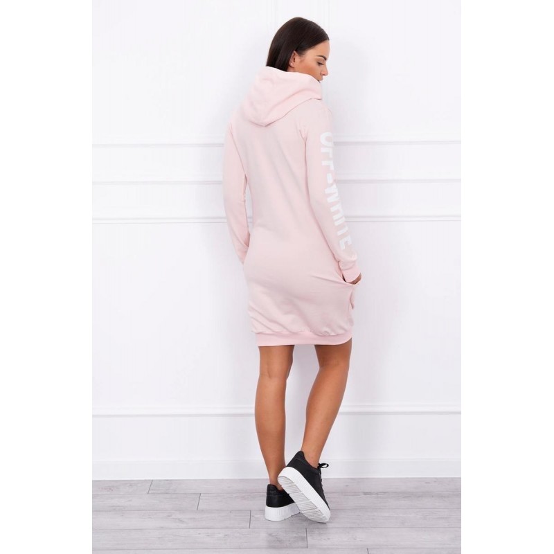 Mikinové dámske šaty 62072 - púdrovo ružové