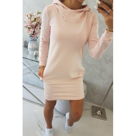 Mikinové dámske šaty 62072 - púdrovo ružové
