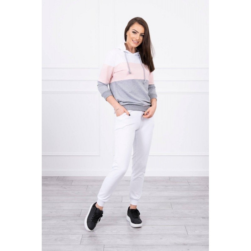 Dámska tepláková súprava 8877 - bielo-ružová